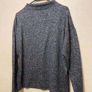 Uniqlo Minimalist Heather Gray Mock Neck Long Sleeve Top Women's Size Large
